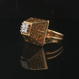 Tiffany & Co. 18k Yellow Gold and 0.40cttw Diamond Greek Key Ring Size 6