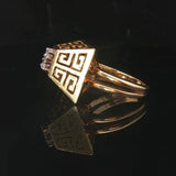 Tiffany & Co. 18k Yellow Gold and 0.40cttw Diamond Greek Key Ring Size 6