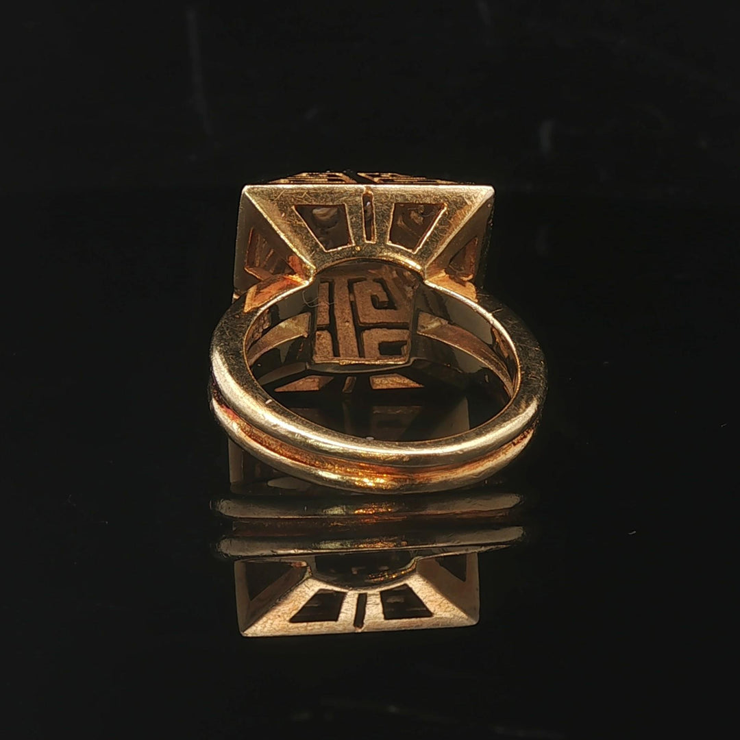 Tiffany & Co. 18k Yellow Gold and 0.40cttw Diamond Greek Key Ring Size 6