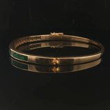 18k Yellow Gold Emerald and Diamond 18.3g Solid Bangle Bracelet 6.75"