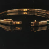 18k Yellow Gold Emerald and Diamond 18.3g Solid Bangle Bracelet 6.75"