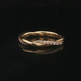 18k Yellow Gold and 0.25cttw Diamond Crossover Band Ring Size 4.25