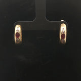 18k Yellow Gold Ruby and Diamond 10g Vintage Hoop Earrings