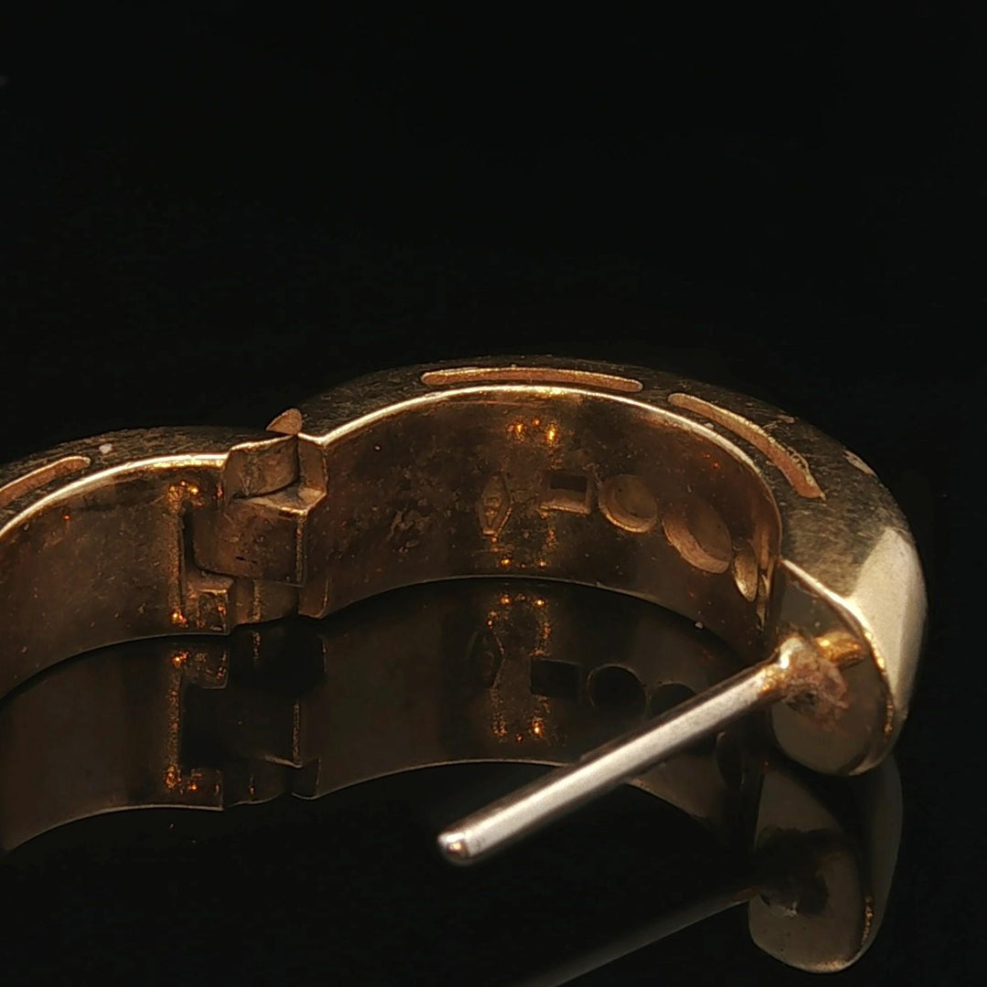 18k Yellow Gold Ruby and Diamond 10g Vintage Hoop Earrings