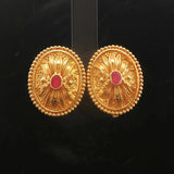 22k Yellow Gold and Ruby 11.8g Solid Vintage Oval Stud Earrings