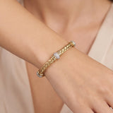 Roberto Coin 18k Yellow Gold and Diamond Woven Bangle Bracelet Italy 6.75"