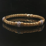 Roberto Coin 18k Yellow Gold and Diamond Woven Bangle Bracelet Italy 6.75"
