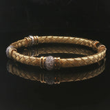 Roberto Coin 18k Yellow Gold and Diamond Woven Bangle Bracelet Italy 6.75"