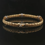 Roberto Coin 18k Yellow Gold and Diamond Woven Bangle Bracelet Italy 6.75"