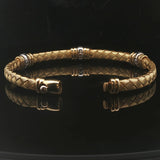 Roberto Coin 18k Yellow Gold and Diamond Woven Bangle Bracelet Italy 6.75"