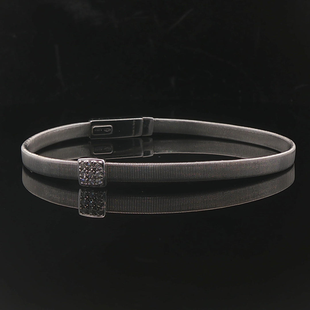 Marco Bicego 18k White Gold and Diamond Masai Coil Bracelet Italy 6.75"