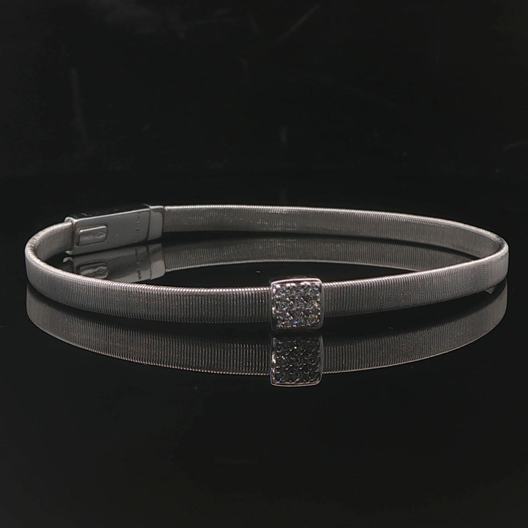 Marco Bicego 18k White Gold and Diamond Masai Coil Bracelet Italy 6.75"