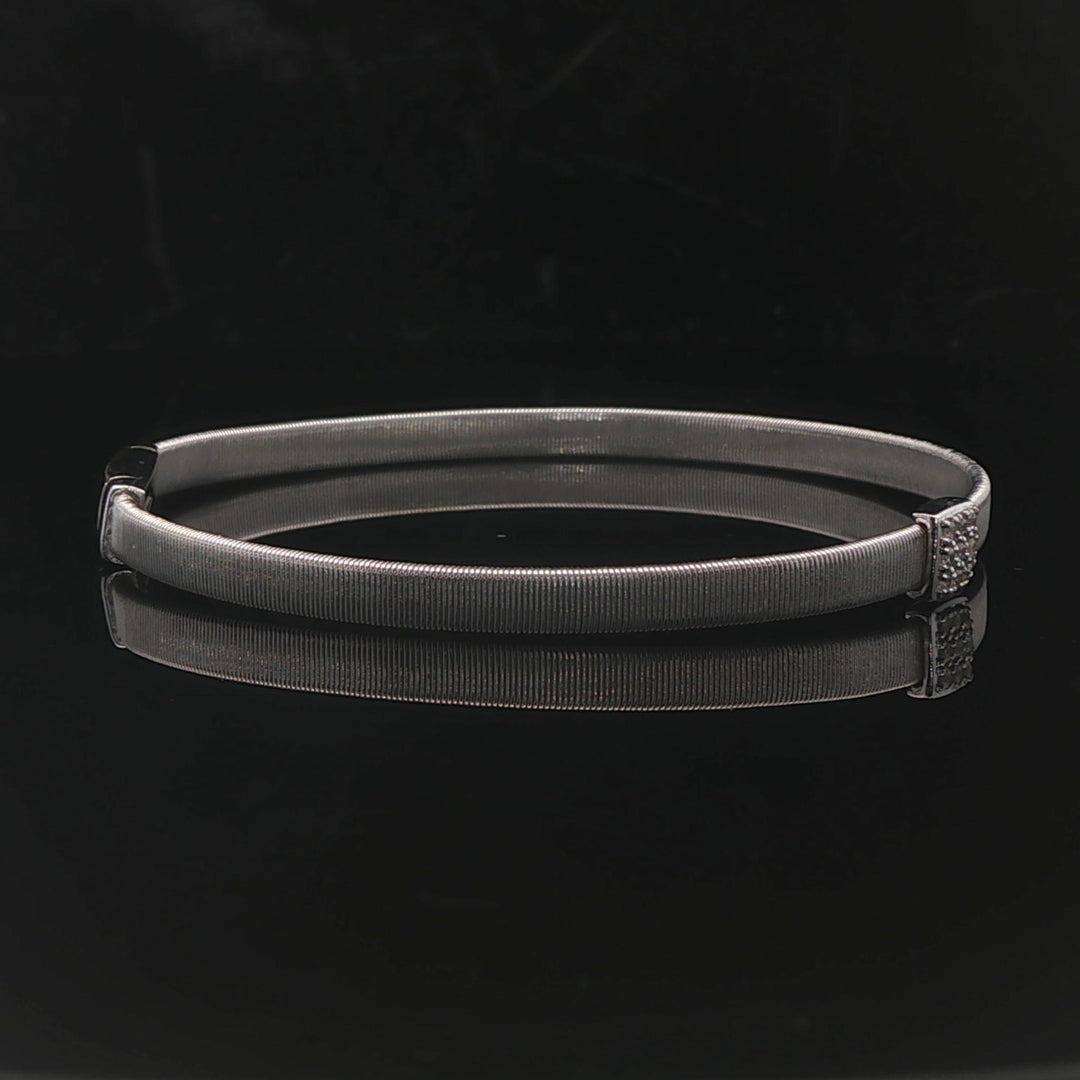 Marco Bicego 18k White Gold and Diamond Masai Coil Bracelet Italy 6.75"