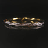 18k Yellow & White Gold 1.30cttw Diamond 27.6g Heavy Spiral Bangle Bracelet 6.5"