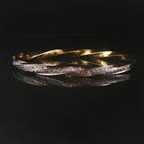 18k Yellow & White Gold 1.30cttw Diamond 27.6g Heavy Spiral Bangle Bracelet 6.5"