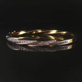 18k Yellow & White Gold 1.30cttw Diamond 27.6g Heavy Spiral Bangle Bracelet 6.5"