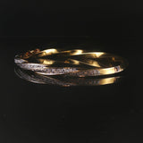 18k Yellow & White Gold 1.30cttw Diamond 27.6g Heavy Spiral Bangle Bracelet 6.5"