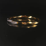 18k Yellow & White Gold 1.30cttw Diamond 27.6g Heavy Spiral Bangle Bracelet 6.5"