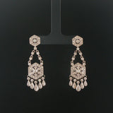 14k White Gold and 1.25cttw Diamond Vintage Filigree Drop Dangle Earrings