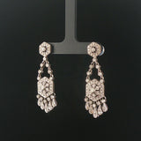 14k White Gold and 1.25cttw Diamond Vintage Filigree Drop Dangle Earrings