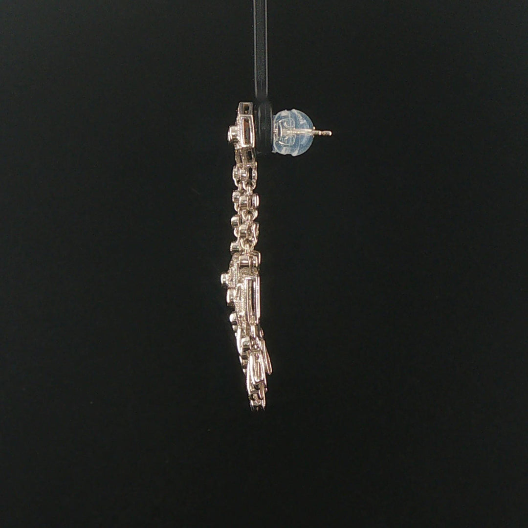 14k White Gold and 1.25cttw Diamond Vintage Filigree Drop Dangle Earrings