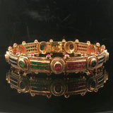 14k Yellow Gold 3cttw Diamond Multi Gemstone 36g Ladies Link Bracelet 7.5"