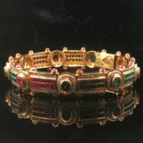 14k Yellow Gold 3cttw Diamond Multi Gemstone 36g Ladies Link Bracelet 7.5"