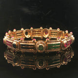 14k Yellow Gold 3cttw Diamond Multi Gemstone 36g Ladies Link Bracelet 7.5"