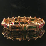 14k Yellow Gold 3cttw Diamond Multi Gemstone 36g Ladies Link Bracelet 7.5"