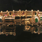 14k Yellow Gold 3cttw Diamond Multi Gemstone 36g Ladies Link Bracelet 7.5"