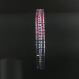 18k White Gold 33.2g Diamond and Rainbow Sapphire Link Bracelet 7"