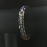 18k White Gold 33.2g Diamond and Rainbow Sapphire Link Bracelet 7"