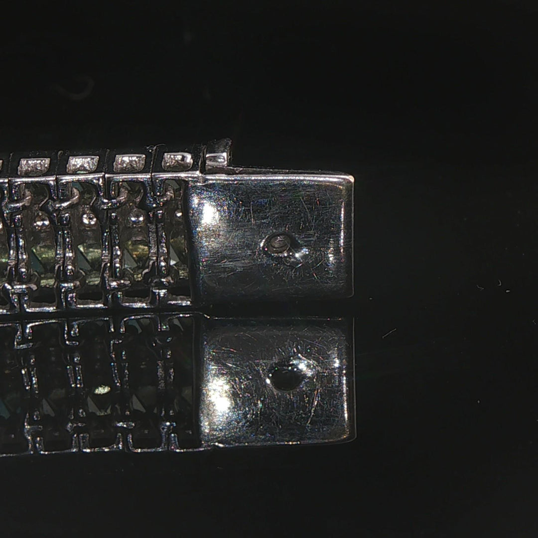 18k White Gold 33.2g Diamond and Rainbow Sapphire Link Bracelet 7"