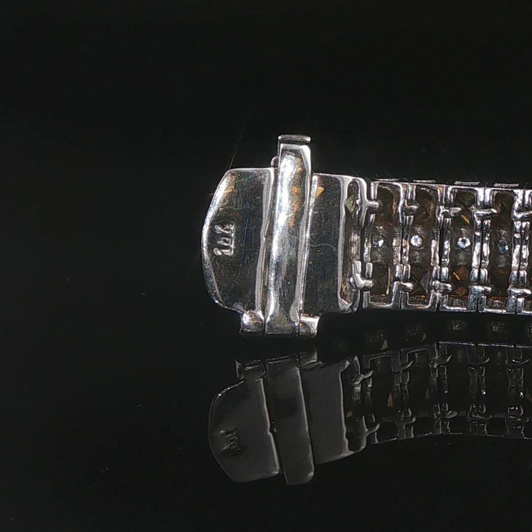 18k White Gold 33.2g Diamond and Rainbow Sapphire Link Bracelet 7"