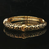 18k Yellow Gold and Diamond 32g Solid Heavy Enamel Leopard Print Cuff Bracelet