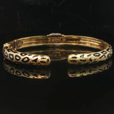 18k Yellow Gold and Diamond 32g Solid Heavy Enamel Leopard Print Cuff Bracelet