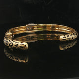 18k Yellow Gold and Diamond 32g Solid Heavy Enamel Leopard Print Cuff Bracelet