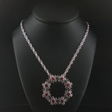 14k White Gold Ruby and 3.50cttw Diamond Solid Circle Pendant Necklace 23"