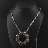 14k White Gold Ruby and 3.50cttw Diamond Solid Circle Pendant Necklace 23"