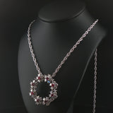 14k White Gold Ruby and 3.50cttw Diamond Solid Circle Pendant Necklace 23"