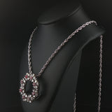 14k White Gold Ruby and 3.50cttw Diamond Solid Circle Pendant Necklace 23"