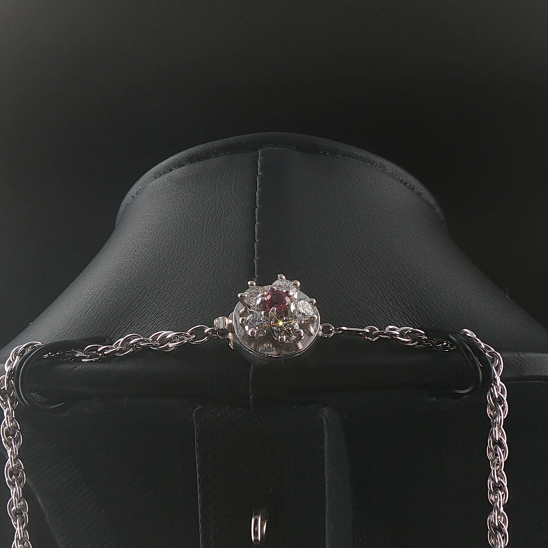 14k White Gold Ruby and 3.50cttw Diamond Solid Circle Pendant Necklace 23"