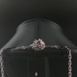 14k White Gold Ruby and 3.50cttw Diamond Solid Circle Pendant Necklace 23"