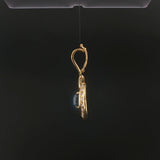 18k Yellow Gold 4.15ct Cabochon Sapphire and Diamond Vintage Pendant 1.3"