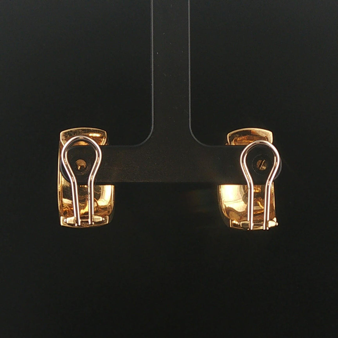 18k Yellow Gold and Multi Color Enamel Vintage Huggie Ear Clips Italy