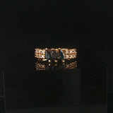 14k Yellow Gold Blue Sapphire and Diamond Vintage Band Ring Size 5.5