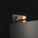 14k Yellow Gold Blue Sapphire and Diamond Vintage Band Ring Size 5.5