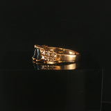14k Yellow Gold Blue Sapphire and Diamond Vintage Band Ring Size 5.5