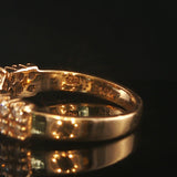 14k Yellow Gold Emerald and Diamond Vintage Band Ring Size 5.5