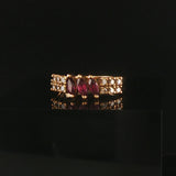 14k Yellow Gold Ruby and Diamond Vintage Band Ring Size 5.5